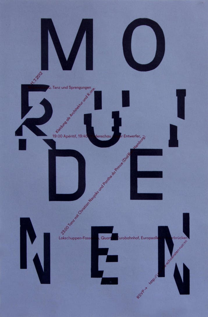 Poster by Manuel Wesely from Saarbrücken, Germany<br />Laser-cut MDF and hand-set metal type, Workshop HBKSaar 2012
